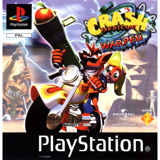 Crash Bandicoot 3 Warped box art for Playstation